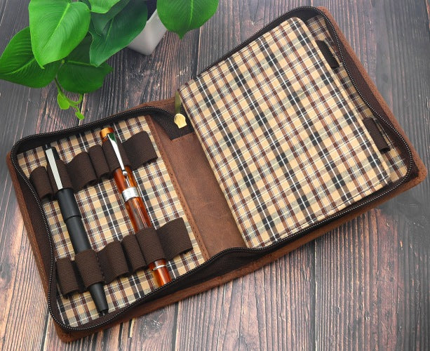 Girologio Zippered 12 Pen Case - Bomber Brown