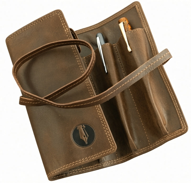 FPR Leather 6 Pen Roll-Up Pouch