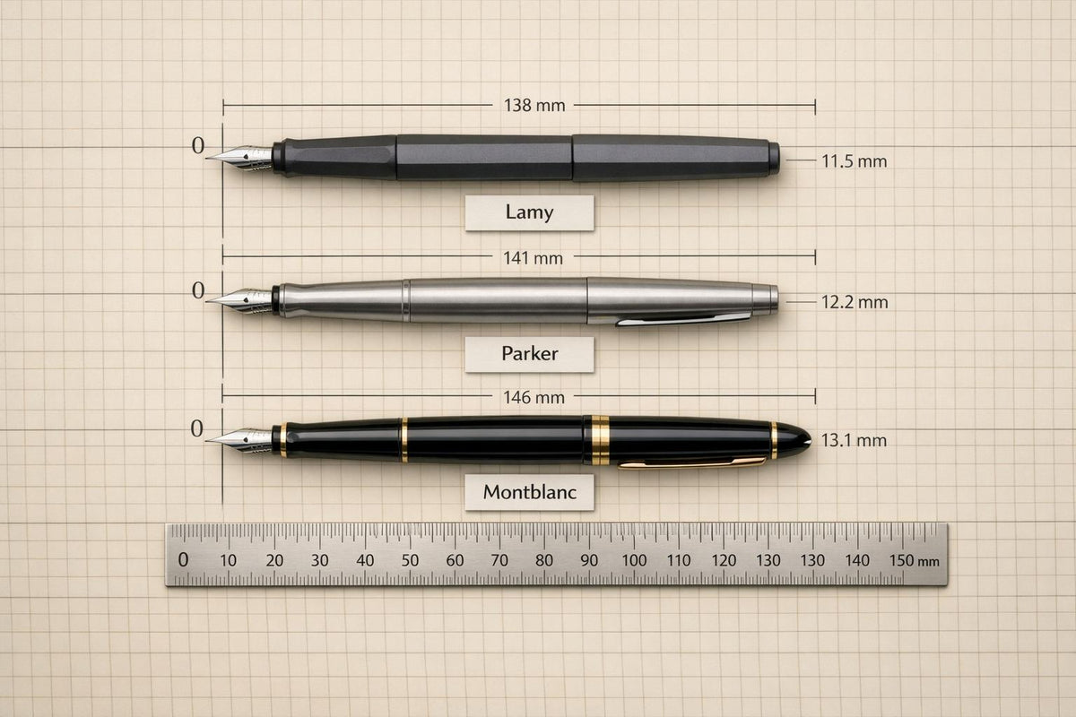 Normal Pen Length Fountain Pen Size Comparison Tool – Fountain Pen Revolution