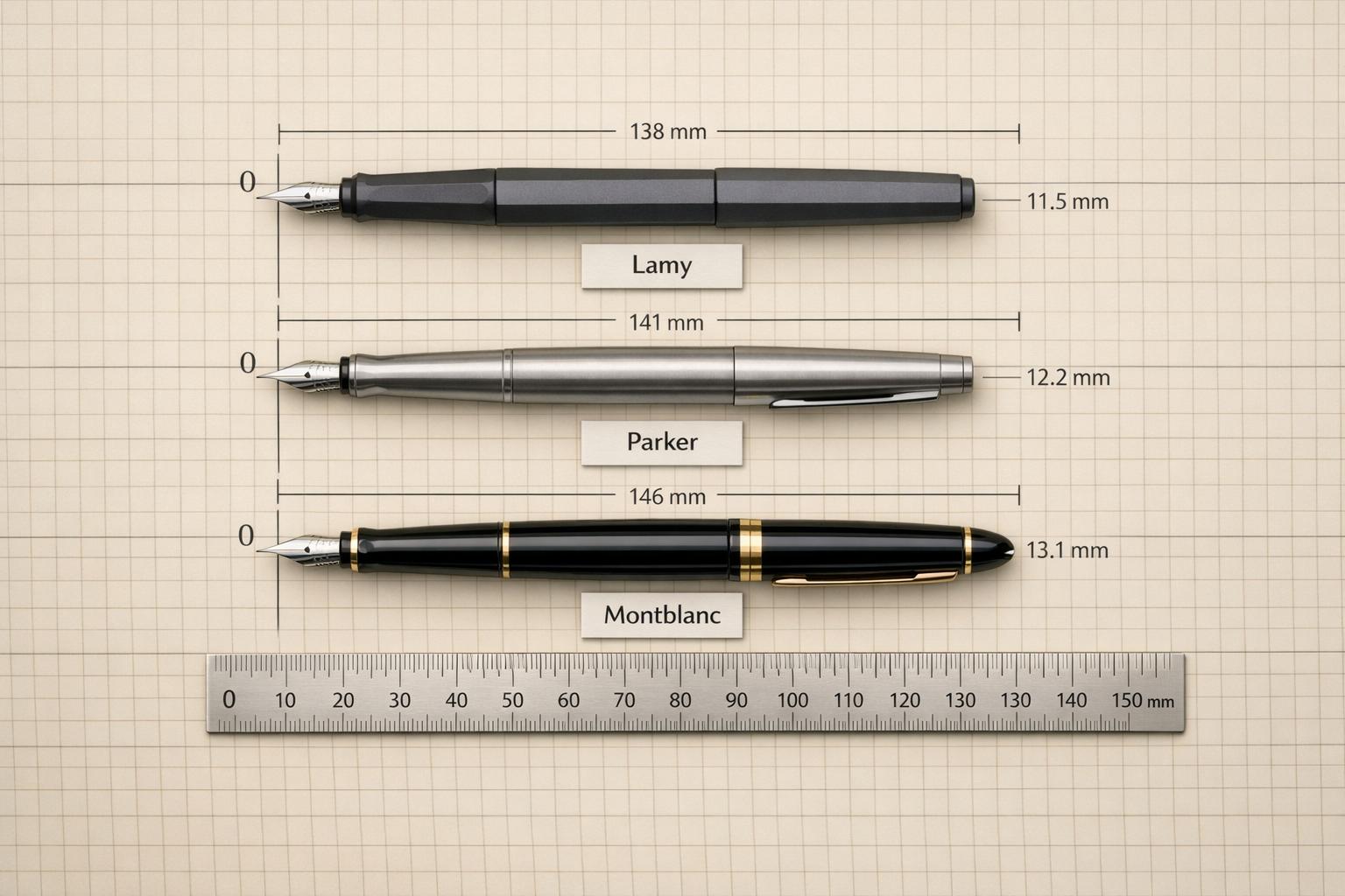 Fountain Pen Size Comparison Tool