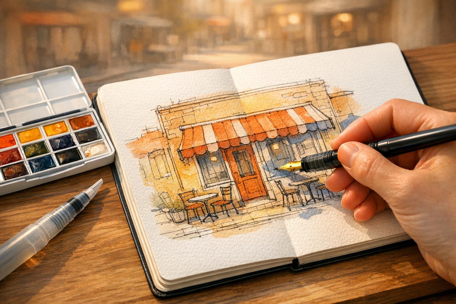 How to Urban Sketch with Fountain Pens & Watercolor