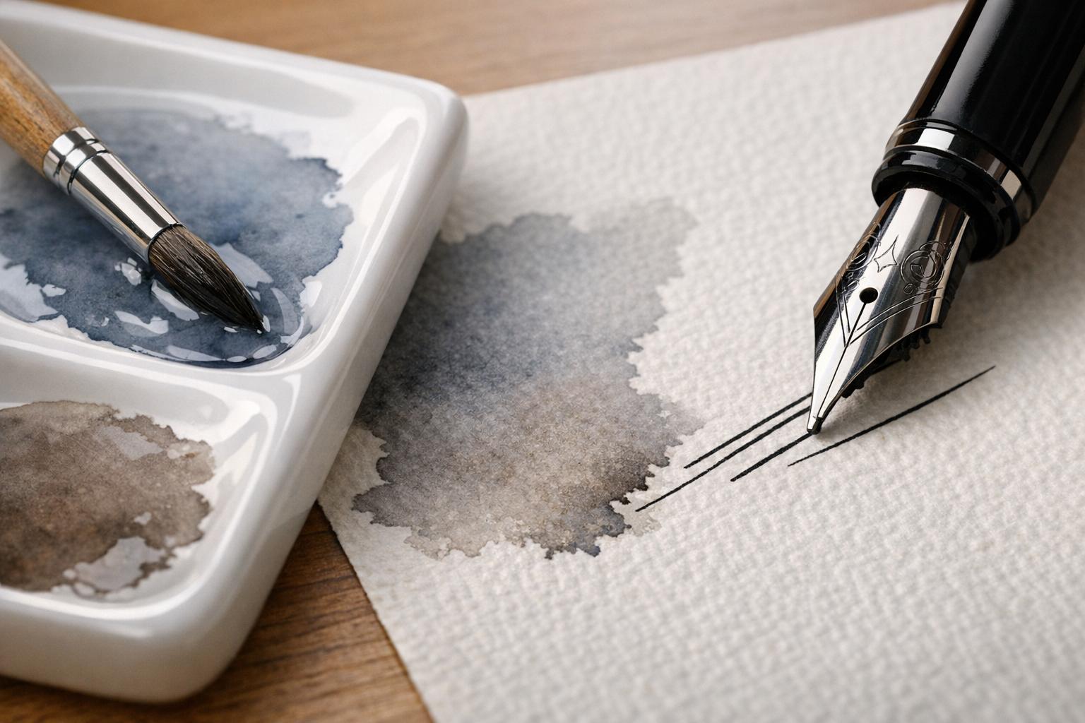 How to Mix Greys and Do Line & Wash with a Fountain Pen