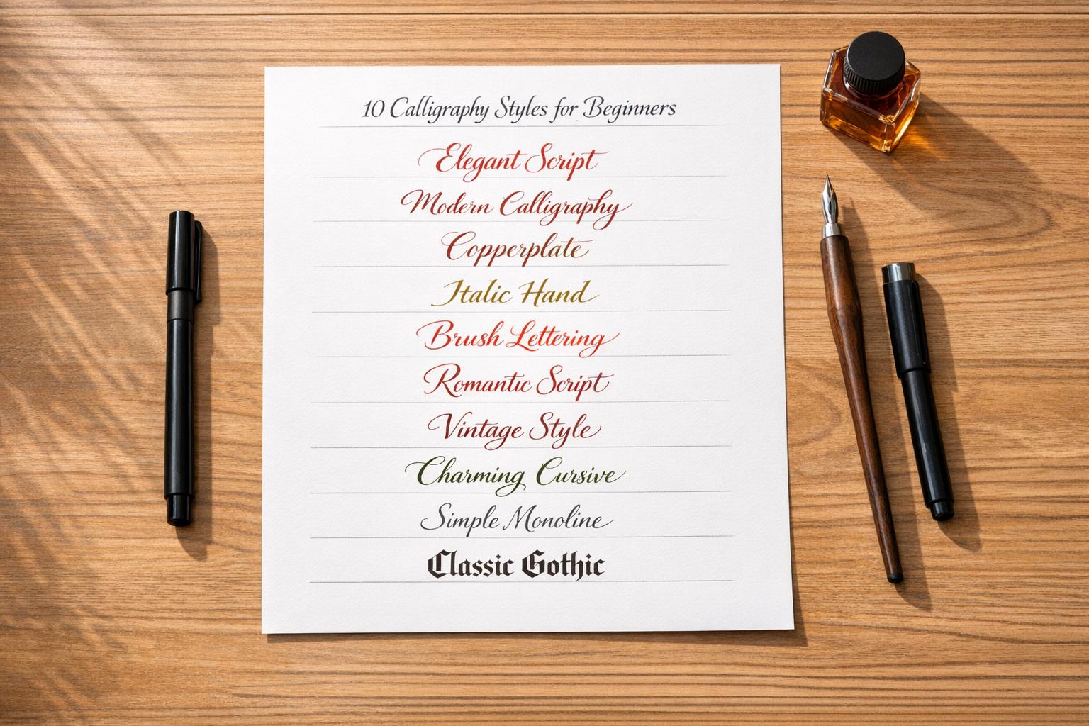 10 Calligraphy Styles for Beginners