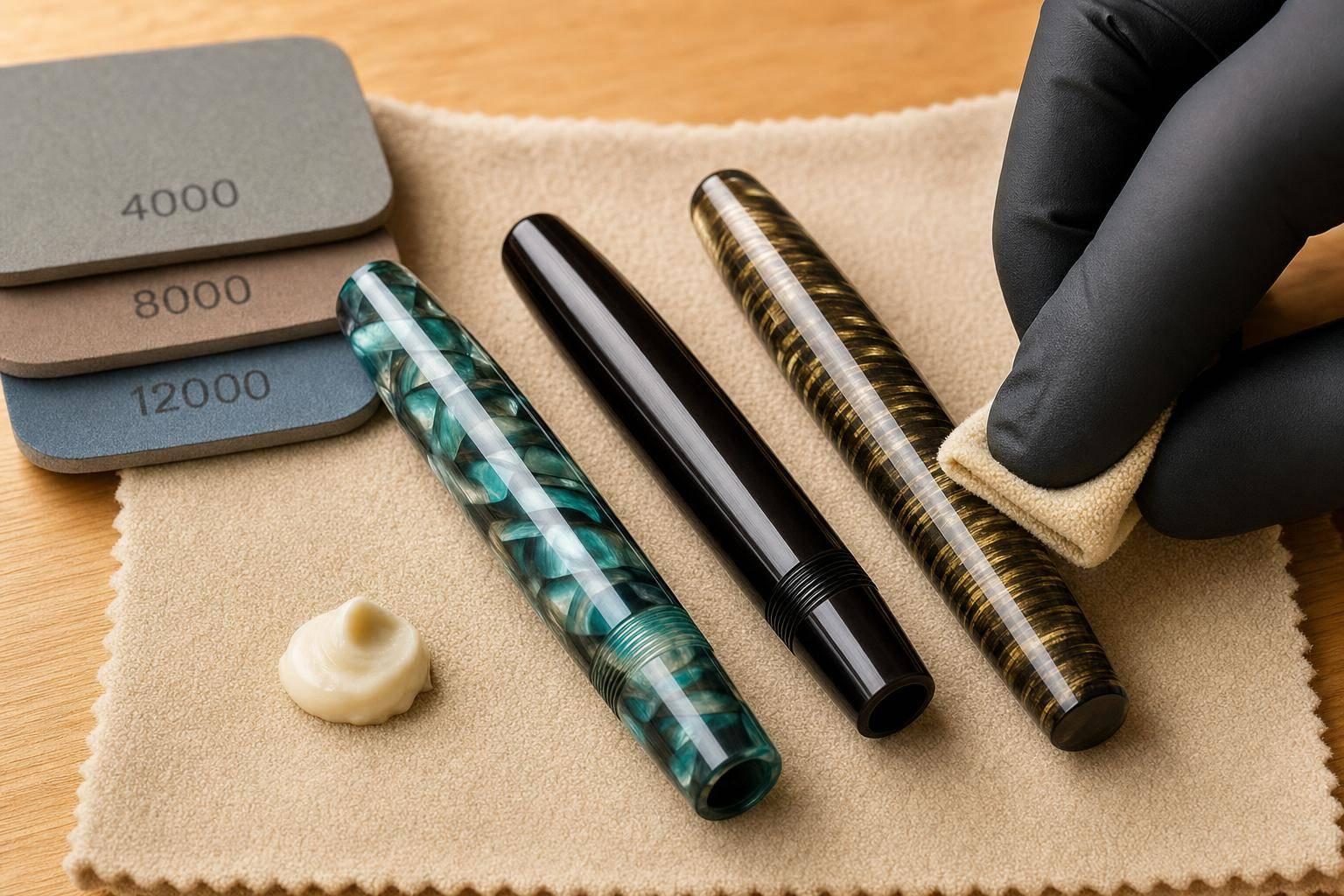 Polishing Pen Barrels Of Acrylic, Ebonite, Celluloid