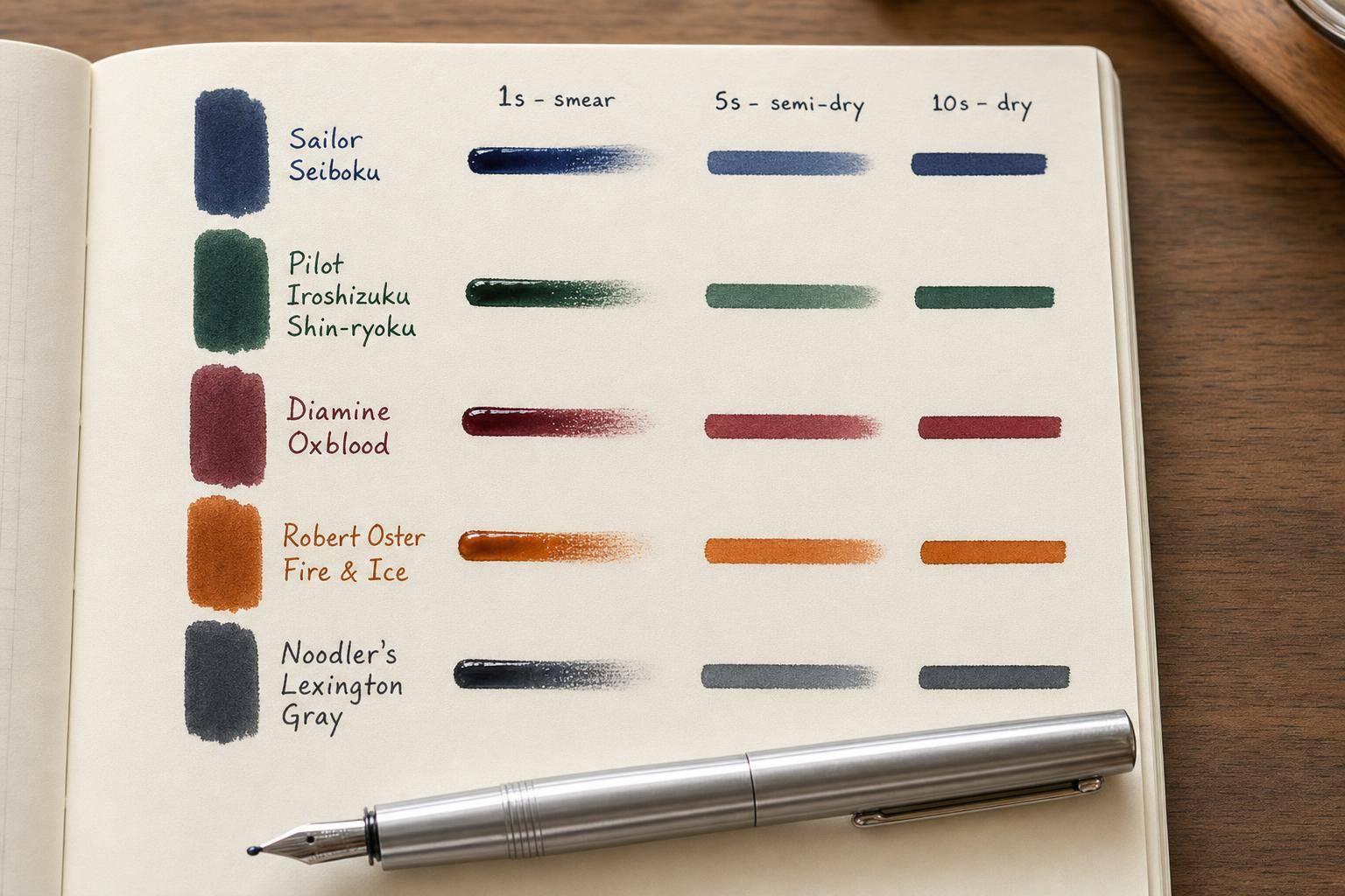 5 Fast-Drying Fountain Pen Inks Compared