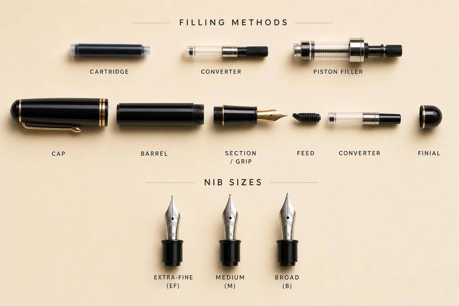 Complete Guide to Fountain Pens: Parts, Nibs, Filling