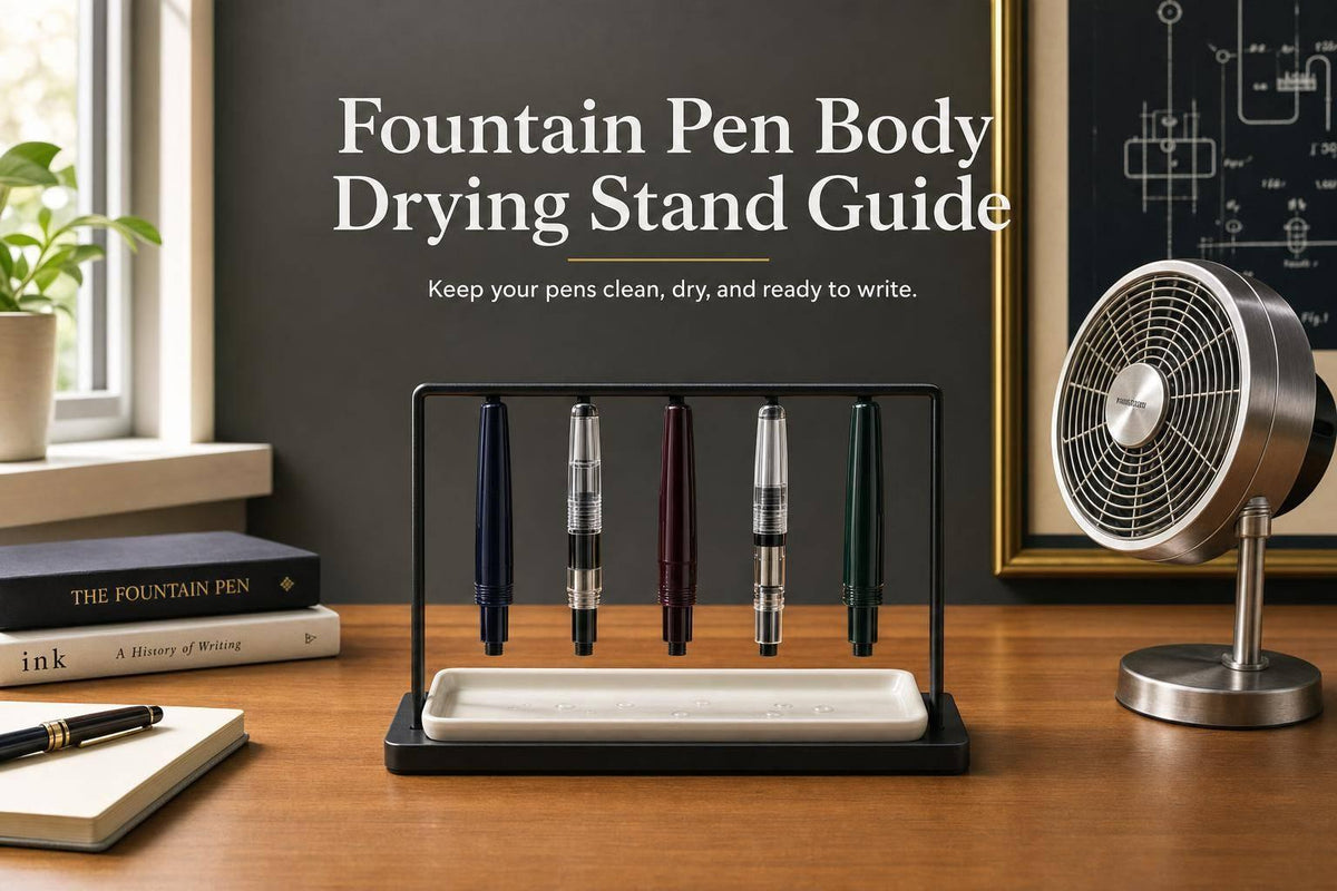 Fountain pen body drying stand guide