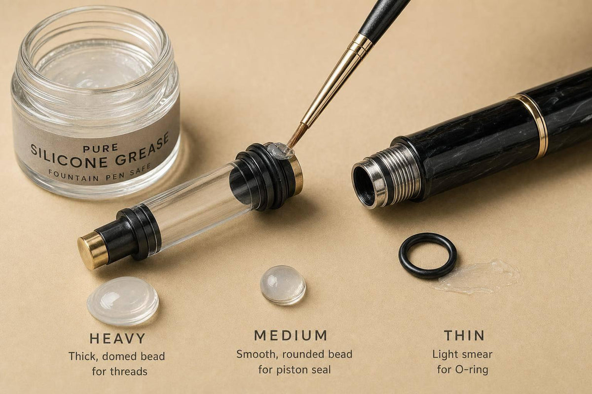 Fountain pen safe silicone grease picks