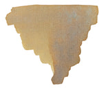 A single, irregularly shaped, thin brown piece of paper with jagged edges—resembling a torn or burned triangle—displayed against a white background, evokes the creative potential captured in the Colorverse Colorvent Calendar 2025 Top 3 Ink Set.