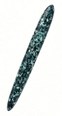 Capped Ranga Giant 9B fountain pen in a teal and black mosaic pattern with a Bock nib.