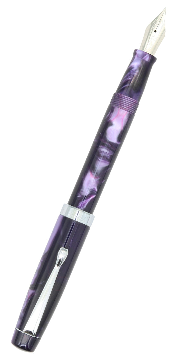 Purple Blue Marble Swirl Felt Tip Black Ink Pen Set W/ Metallic