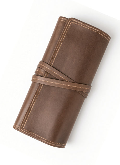 FPR Leather 6 Pen Roll-Up Pouch