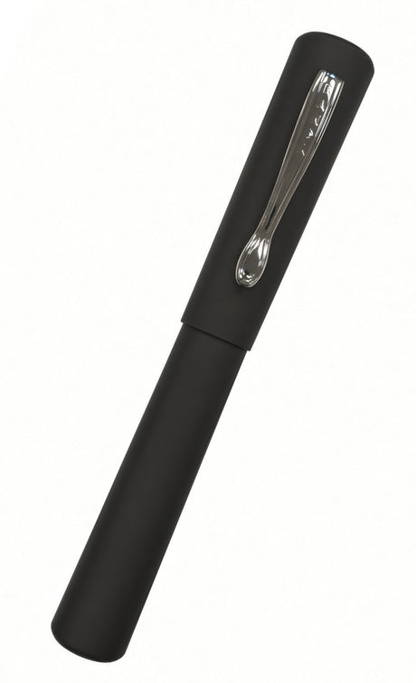 A matte black Ranga Radiant Fountain Pen with a chrome clip.