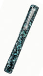 Ranga Radiant fountain pen featuring a teal and black marbled resin finish and a silver-colored clip.