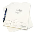 A stack of Tomoe River A4 Loose-leaf Sheets - White (52gsm) with a blue fountain pen resting on top.