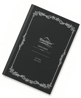 Black Tomoe River A5 Notebook - Blank with a silver ornate border and the text Tomoe River NOTE BOOK A5 / Plain MADE IN JAPAN on the front cover.