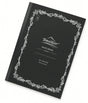 Tomoe River A5 Notebook - Dot Grid (68gsm) with a black dot grid cover, white ornate border, and a central label reading NOTE BOOK with A5 / Dot Grid text below.