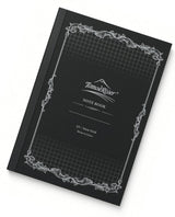 Black Tomoe River A5 Notebook - Graph (52gsm) with a grid pattern on the cover, ornate white decorative borders, and text reading NOTE BOOK and A5 / 5mm Grid.
