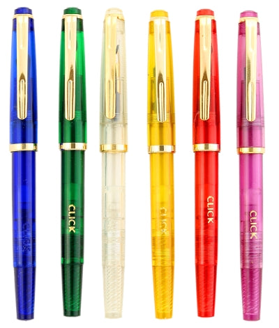 Click Eyedropper Fountain Pen LOT of 4 PENS Colorful Transparent